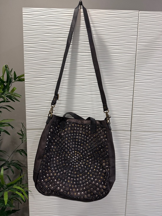 ID trend Handbags - Stud-Embellished Dark Brown Women’s Shoulder Bag